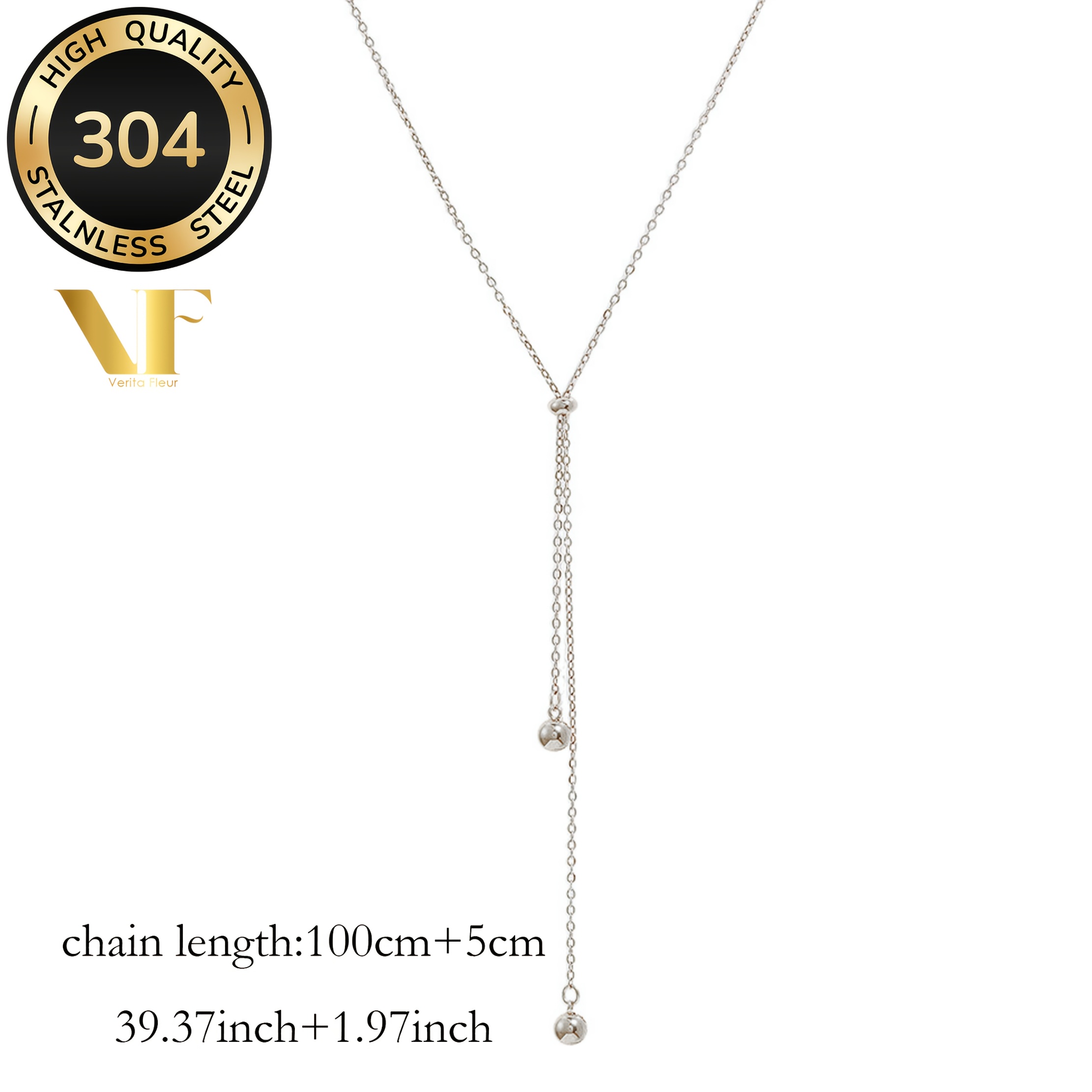 Women's Y-Drop Pendant Necklace with Adjustable Chain, Elegant Design